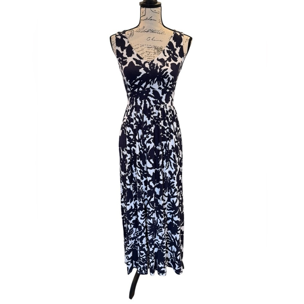 Milly Maxi Dress Sleeveless Navy Blue and White Women’s Size XS